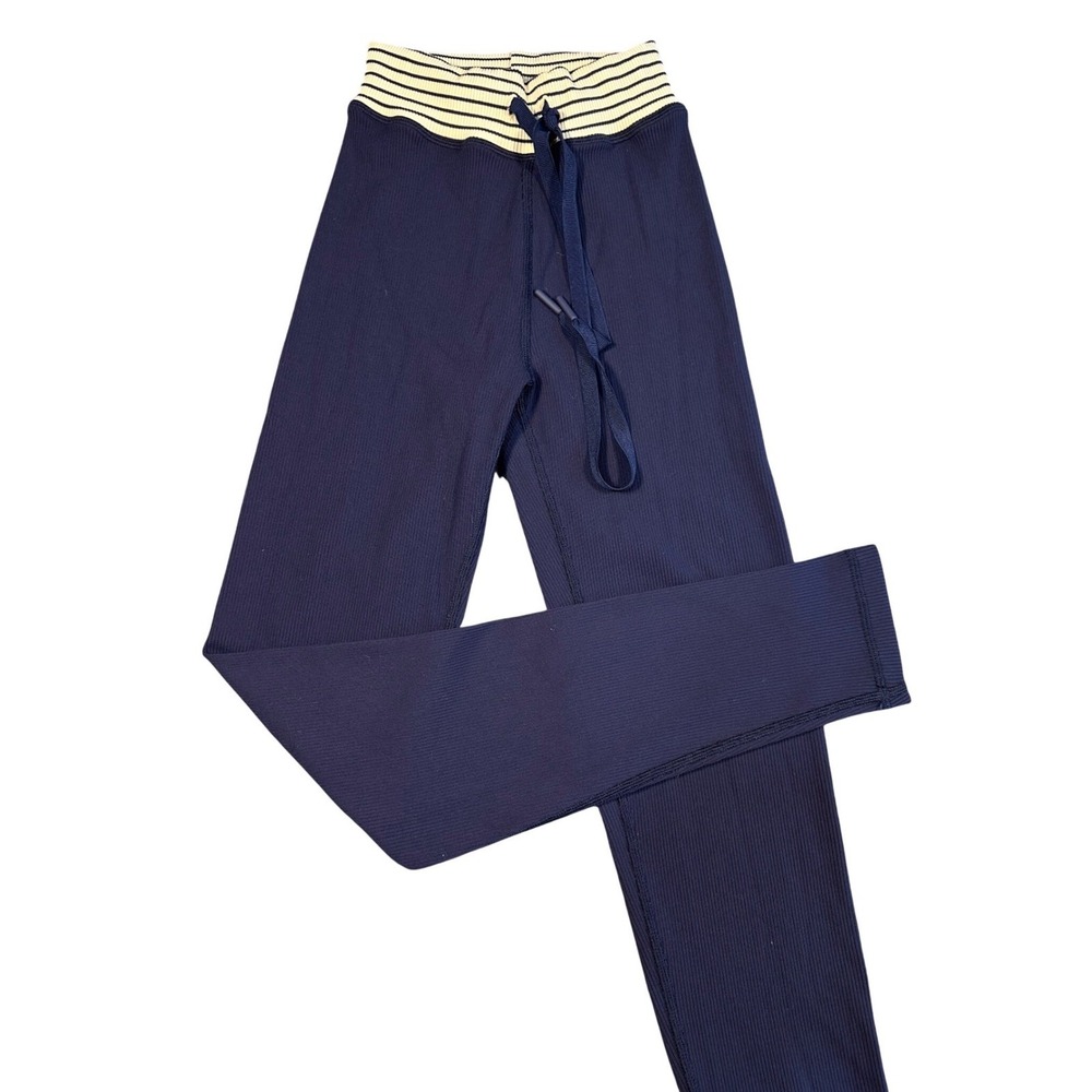 OFFLINE by Aerie Ribbed Leggings Navy Blue Striped Waistband Small S/P